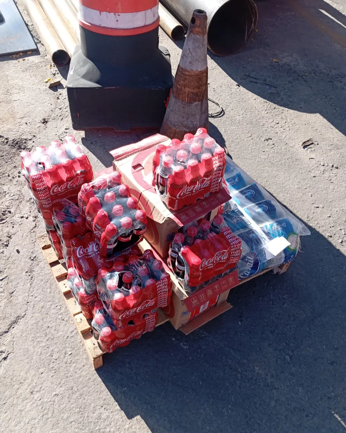 Carga paletizada pronta para transporte