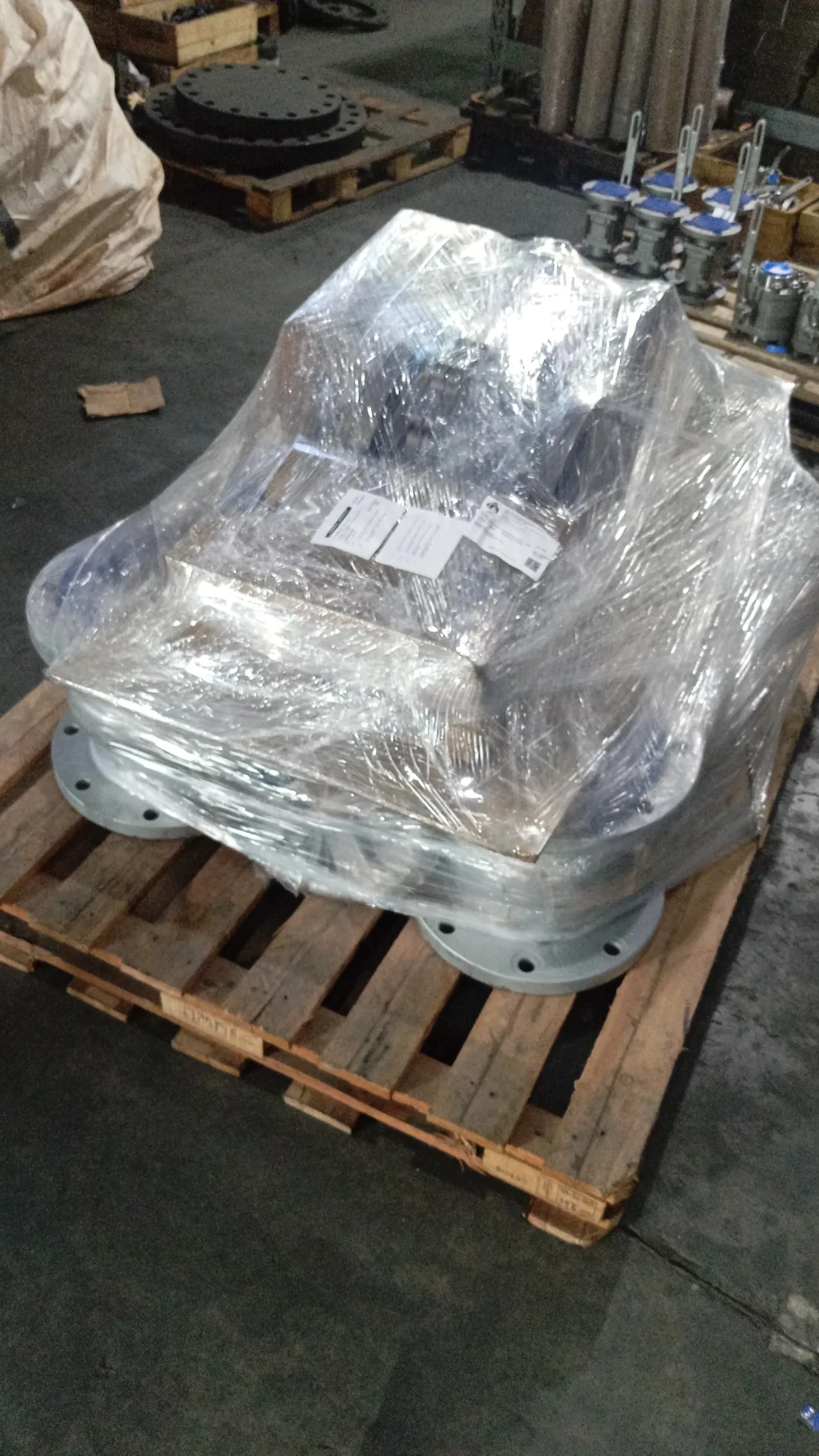 Peça industrial preparada para transporte